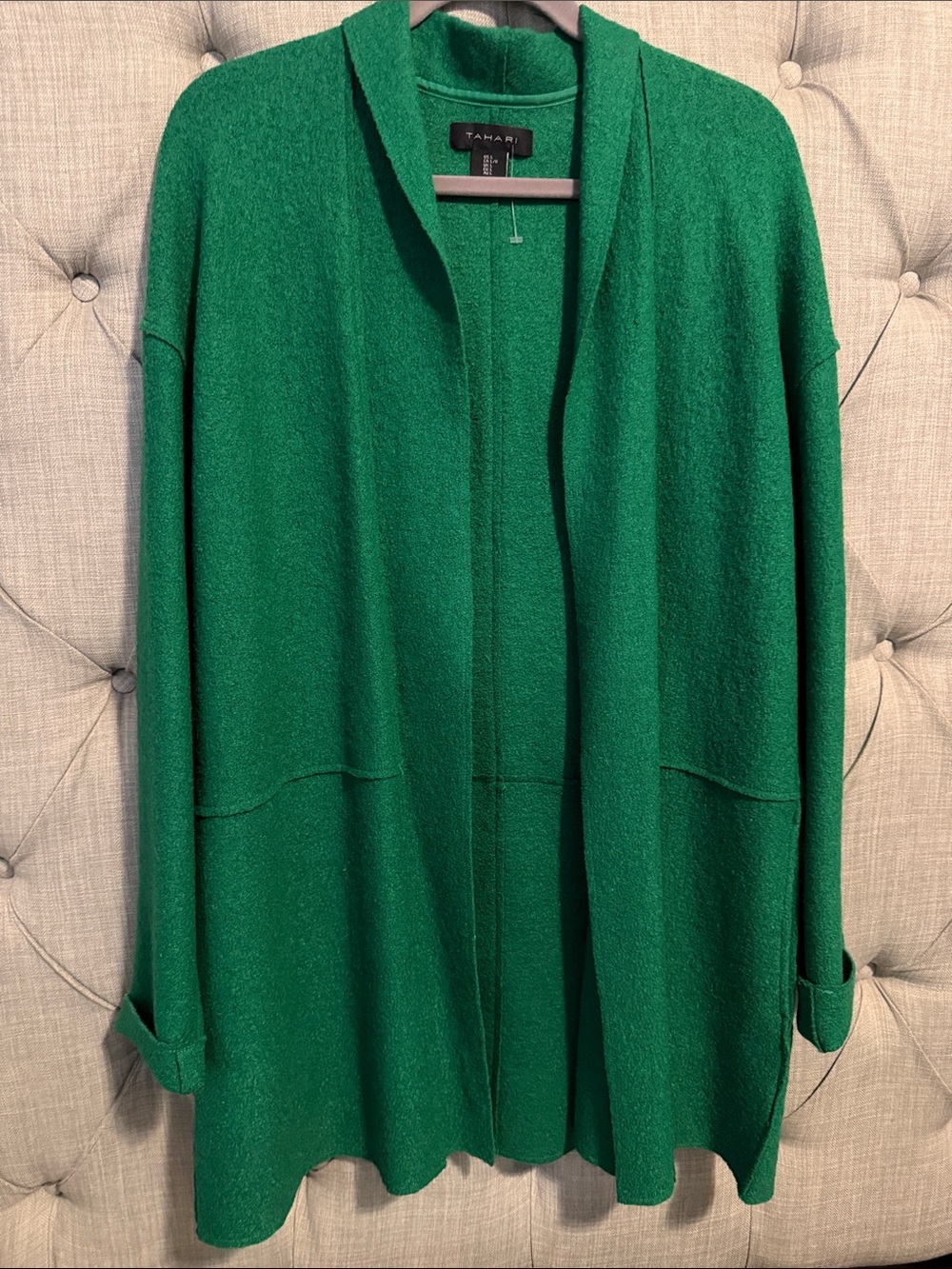 Tahari Emerald Green Open-Front Women's Cardigan